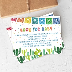Fiesta Book-verzoekkaart, babyshowerspel, Bring a Book-kaarten, Mexicaans feestboek voor baby Afdrukbaar, Digitale Instant Download, FM5