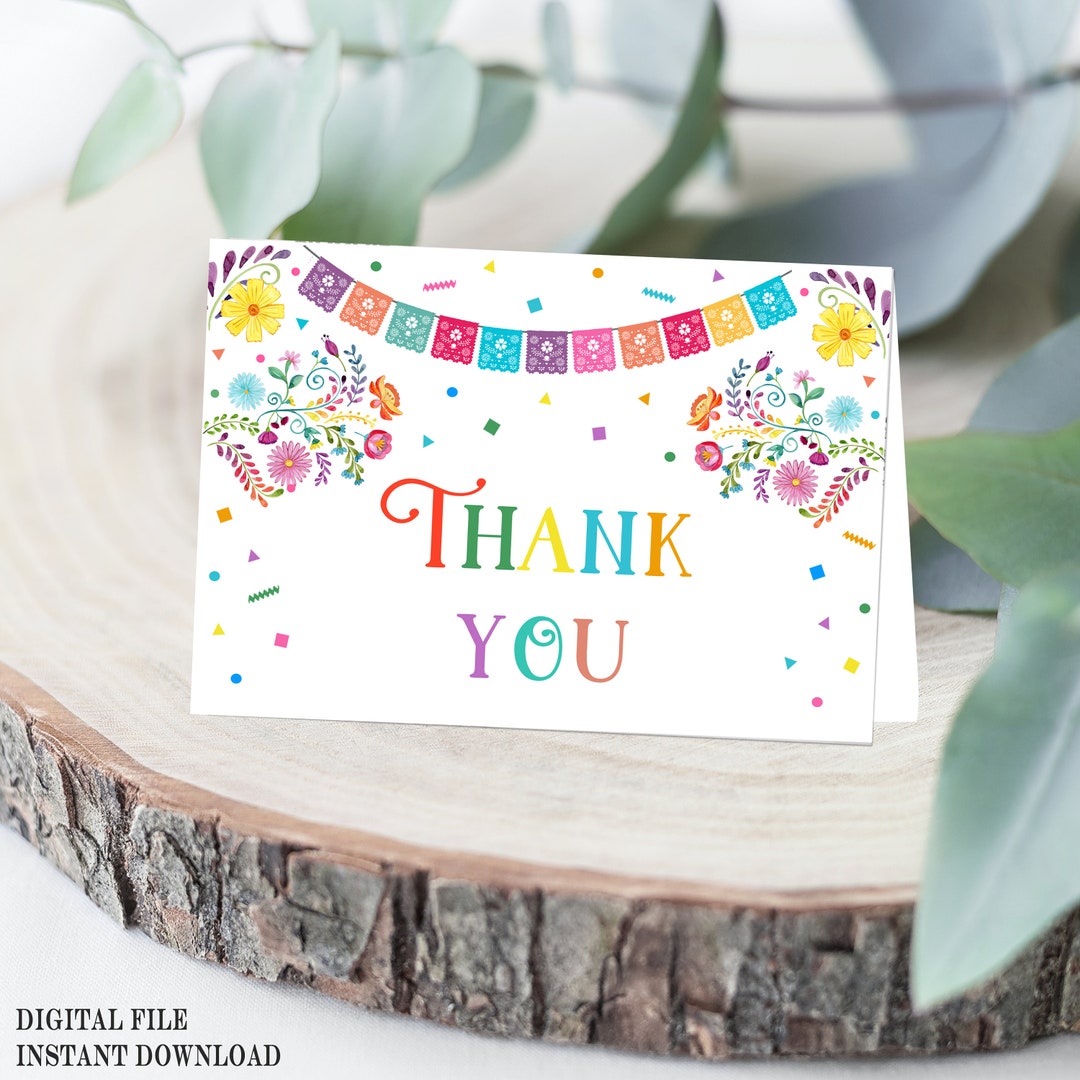 Fiesta Thank You Card, Mexican Thank You Cards, Fiesta Baby Shower ...