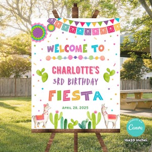 Editable Fiesta Welcome Sign, Mexican Birthday Party Welcome Sign, Colorful Printable Fiesta Decoration, Canva Template, Download FM3