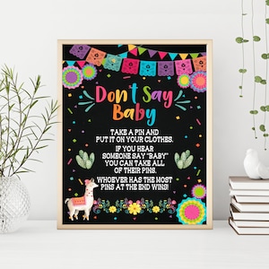 Don't say baby sign, Fiesta baby shower, Printable baby shower games, Mexican theme Baby shower printable games, INSTANT DOWNLOAD, FM2