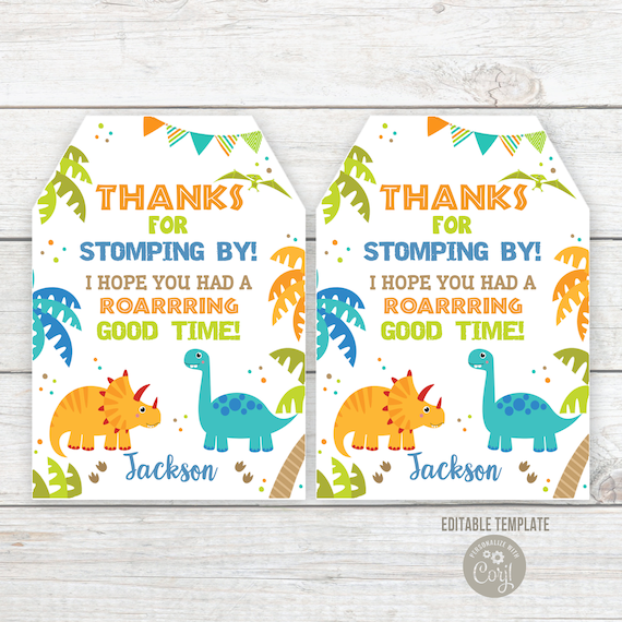 Dinosaur Party Favors Tags Printable