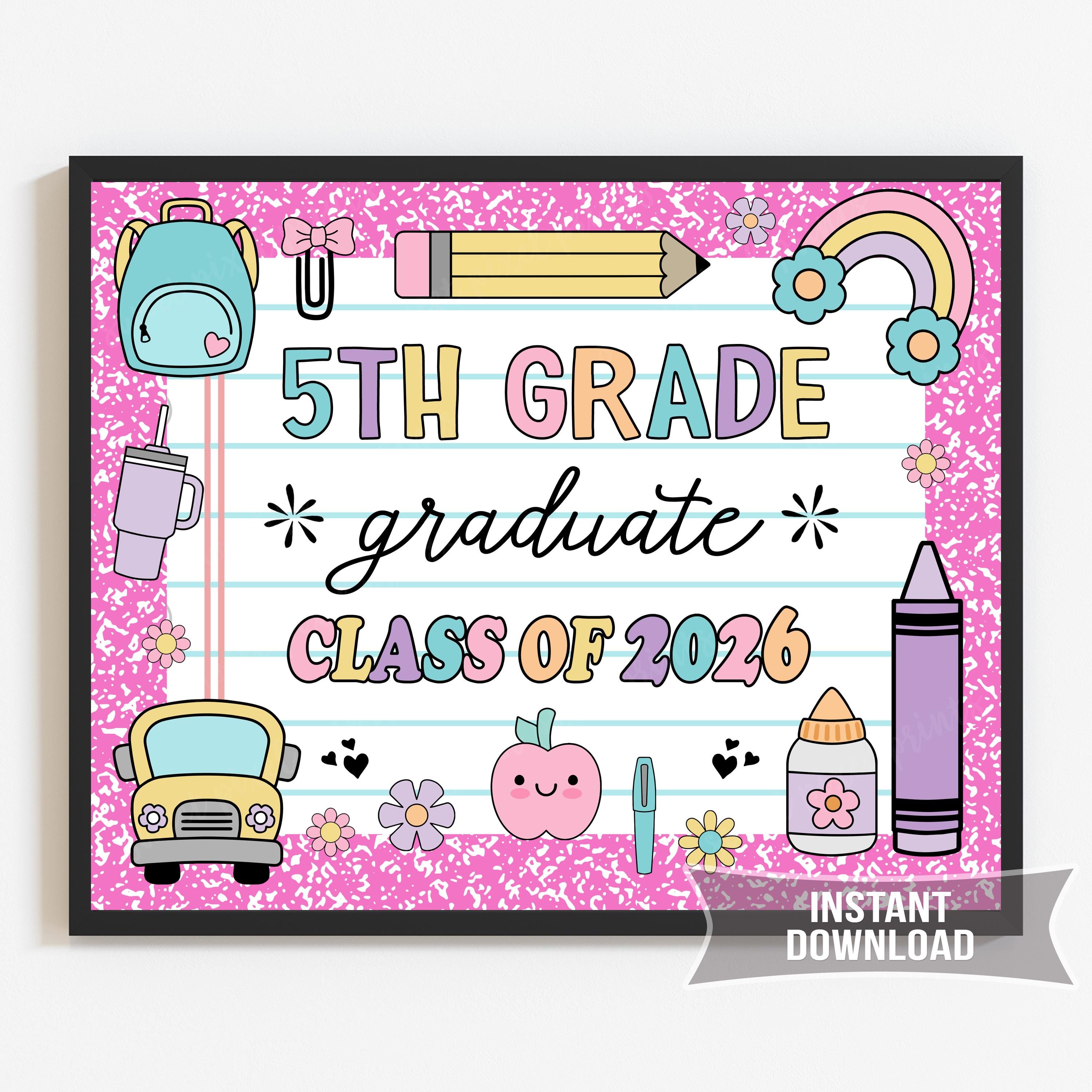 5th Grade Graduation Sign Printable | Chalkboard Photo Prop | Instant ...