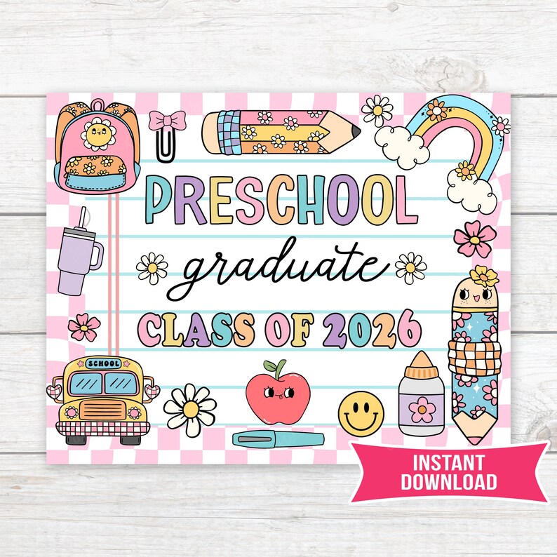 Preschool Graduation Sign Printable | Chalkboard Photo Prop | Instant ...