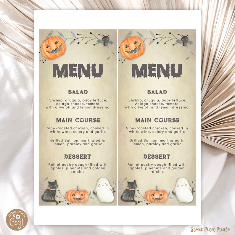 Halloween Menu Template EDITABLE Menu Halloween Menu Etsy