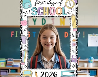 Erster Schultag Rahmen | Printable Selfie & Klasse Fotorequisite | Sofort Download