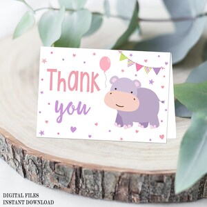 Hippo Bedankkaart, Hippo Baby Shower Bedankkaarten, Baby Shower Printable Bedankkaarten, HBS