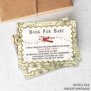Reisen Buchwunschkarte, reisende Babyparty, Buchwunschkarte, bringen ein Buch, Abenteuerbuch für Baby druckbare Karten, TB1