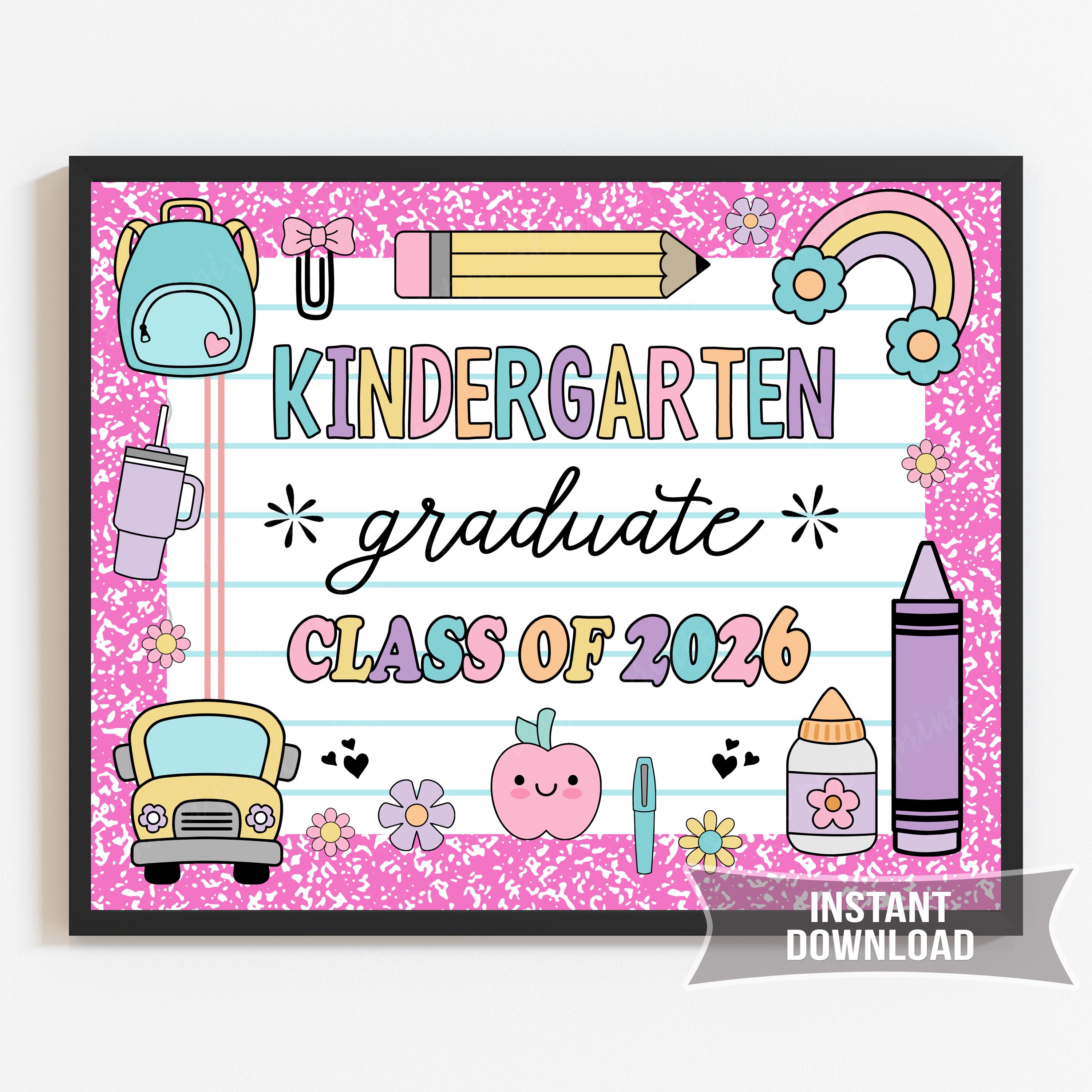 Kinder Graduation Sign Kindergarten Graduation Sign Printable | Chalkboard Photo Prop ...