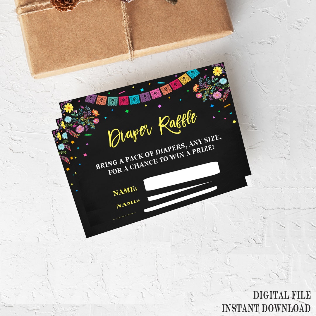 Fiesta Diaper Raffle Tickets, Diaper Raffle Insert Cards, Mexican ...
