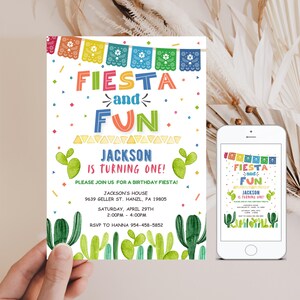 Mexicaanse verjaardagsuitnodiging, Fiesta en leuke uitnodiging, BEWERKBARE kleurrijke sjabloon, afdrukbare digitaal, elke leeftijd INSTANT DOWNLOAD FM5