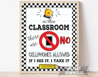 Keine Handys erlaubt Schild | Klassenzimmer Poster zum Ausdrucken | Keine Phone Zone | Schulordnung | Öffner