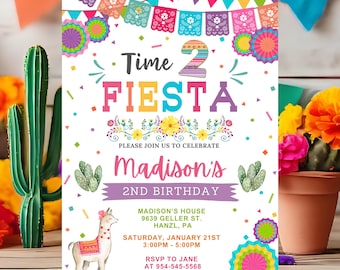 Fiesta Birthday Invitation | Editable Mexican 2nd Birthday Printable Invite | FM1