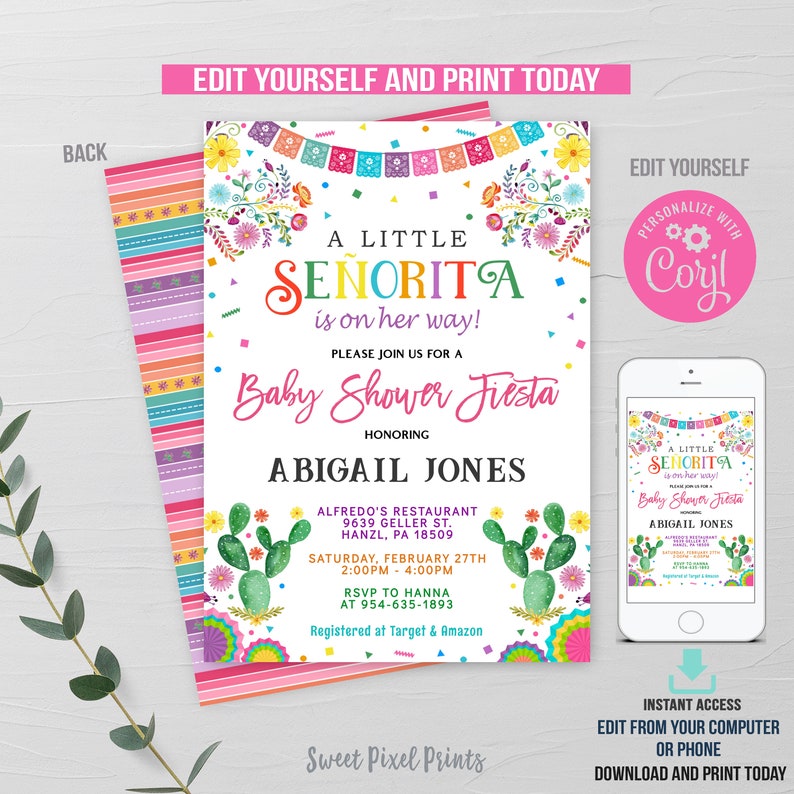 Fiesta Baby Shower Invitation EDITABLE Fiesta Baby Shower A Etsy
