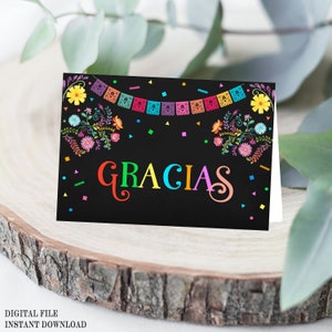 Gracias Bedankkaart, Mexicaanse Bedankkaarten, Fiesta Baby Shower Bedankkaarten, Baby Shower Afdrukbare Bedankkaarten, FS2
