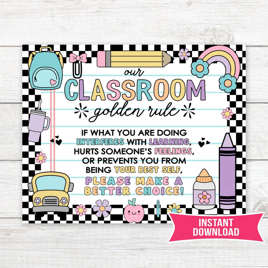 Classroom Golden Rules Sign, Teacher Wall Art, Our Class Decor ...