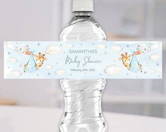 Giraffe Water Bottle Labels, EDITABLE Giraffe Baby Shower Bottle Label, Printable Labels, Digital File, INSTANT DOWNLOAD, BG1
