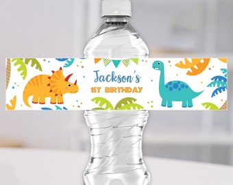 Dinosaur Water Bottle Labels, EDITABLE Dinosaur Birthday Bottle Label, Water Label, Printable Labels, Digital File, INSTANT DOWNLOAD, D01