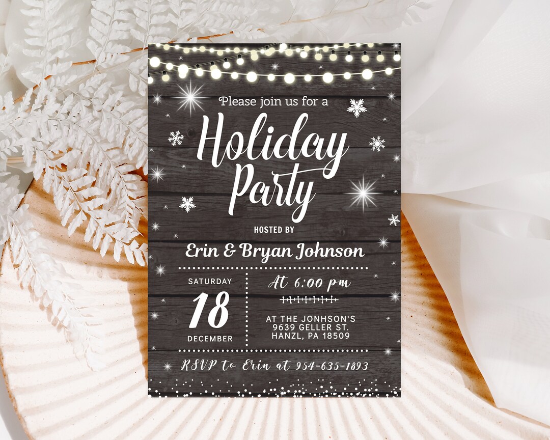 Holiday Party Invitation, Christmas Dinner Invite, EDITABLE Holiday