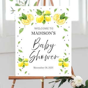 Lemon Welcome Sign, Editable Lemon Baby Shower, Printable Fruit Theme Sign, Summer Bridal Shower Decor, Citrus Birthday Party Poster, LS3