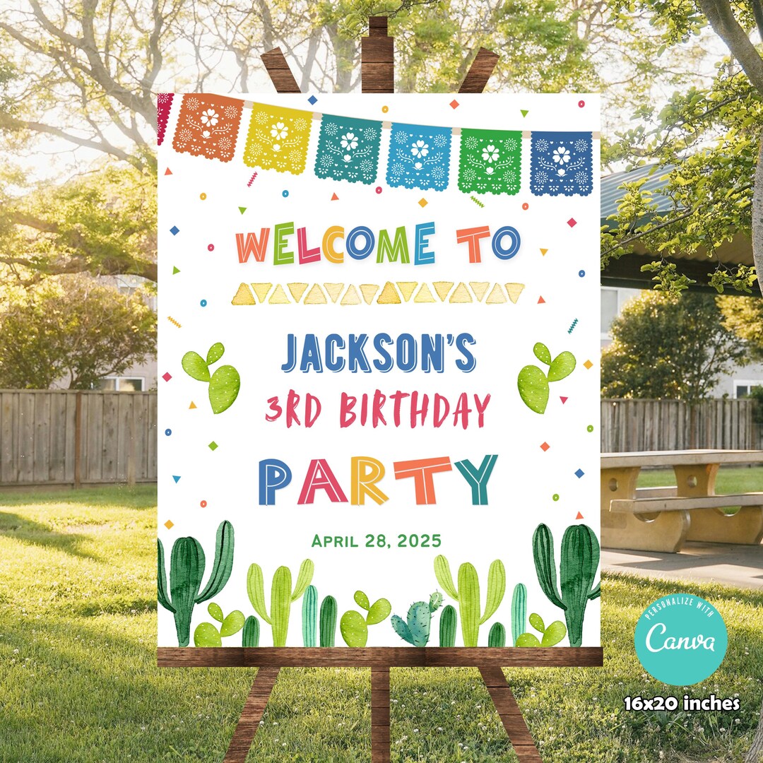 Editable Fiesta Welcome Sign, Mexican Birthday Party Welcome Sign ...
