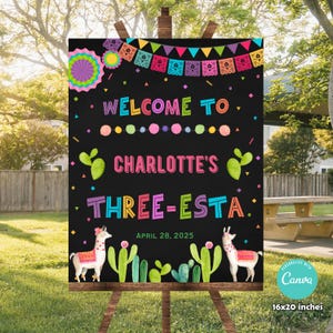 Three Esta Welcome Sign, EDITABLE Mexican Birthday Welcome Sign, Fiesta Welcome Sign, 3rd Birthday Printable welcome sign, FM4