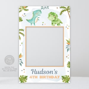 Dinosaur Photo Booth Prop, EDITABLE Dinosaur selfie frame, photo prop, Birthday photo frame, Dino theme photo booth prop, PRINTABLE, ed1