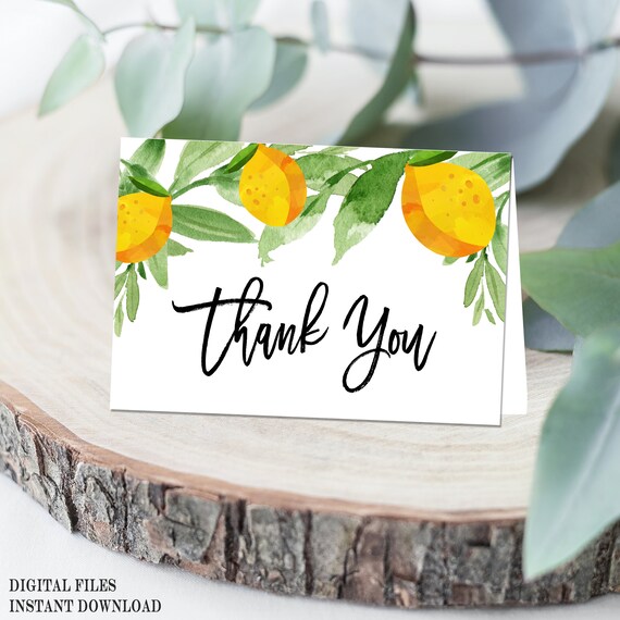 Lemon Thank You Card Lemon Baby Shower Thank You Cards Baby Etsy