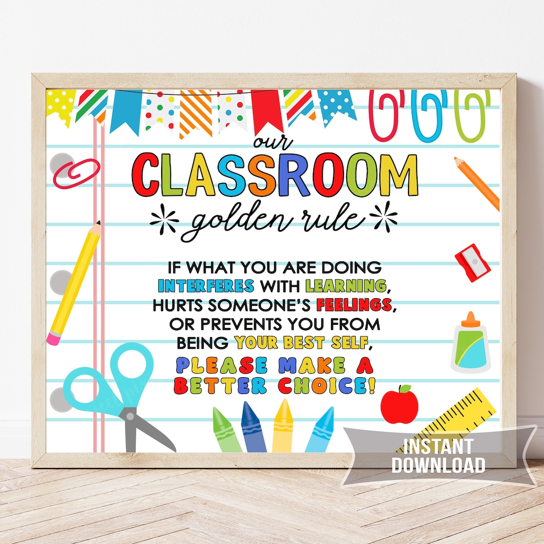 Classroom Golden Rules Sign, Teacher Wall Art, Our Class Decor ...