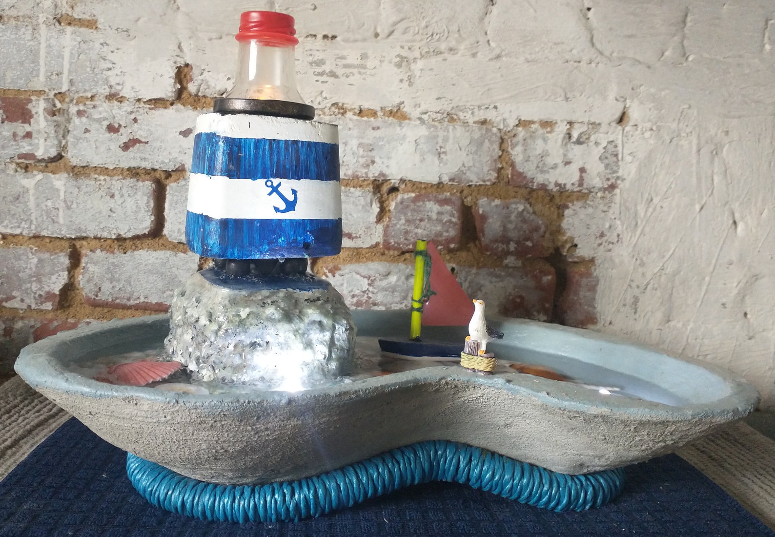 Lighthouse Fountain Tabletop Fountain Nautical Water Etsy