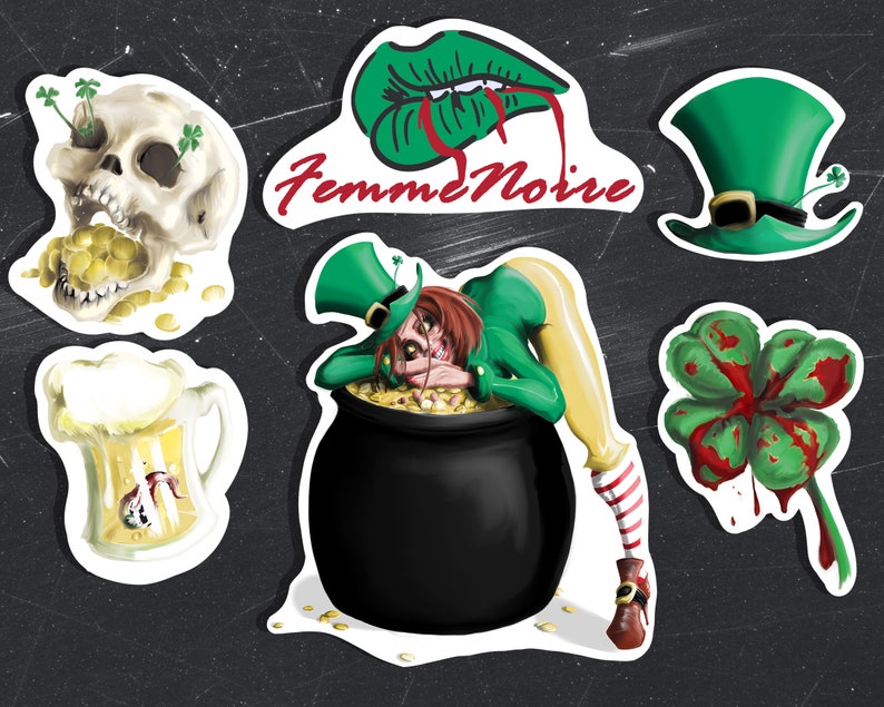 Download Saint Patricks Day March Pinup Sticker Pack Horror ...