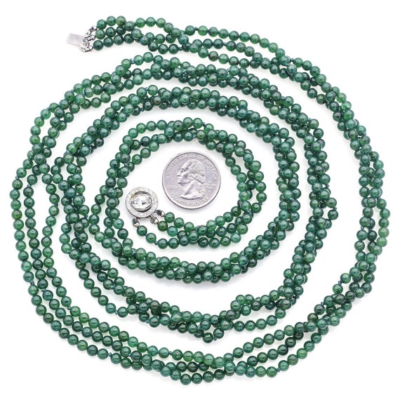 Vintage Green Jade & French Paste Clasp Beaded Mu… - image 4