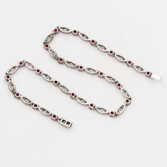 Vintage Sterling Silver Ruby White Topaz Art Deco… - image 3