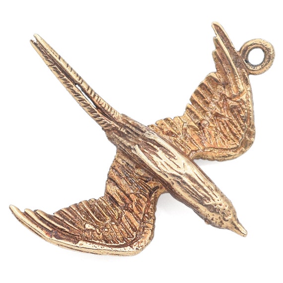 Vintage 10K Yellow Gold Flying Bird Charm Pendant