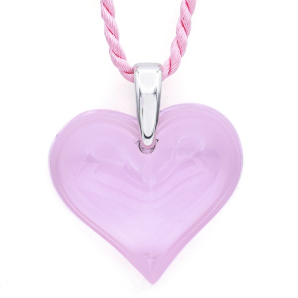 Lalique Amoureuse Beaucoup Sterling Silber Rosa Kristall Herz Anhänger Halskette