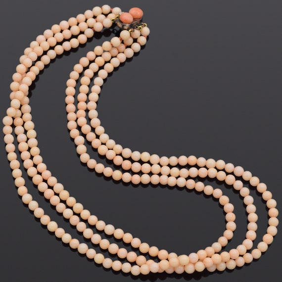Antique Venetian Gold Filled Pink Coral Beaded Mu… - image 1