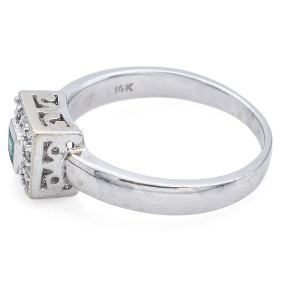 EFFY BITA 14K White Gold Emerald & Diamond Ring S… - image 4