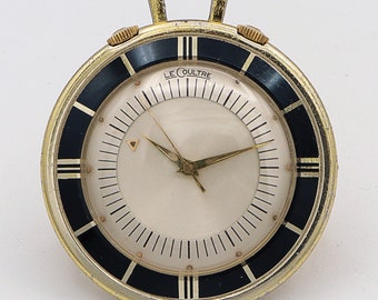 Vintage Jaeger LeCoultre 14K oro lleno stand up bolsillo y reloj despertador de escritorio