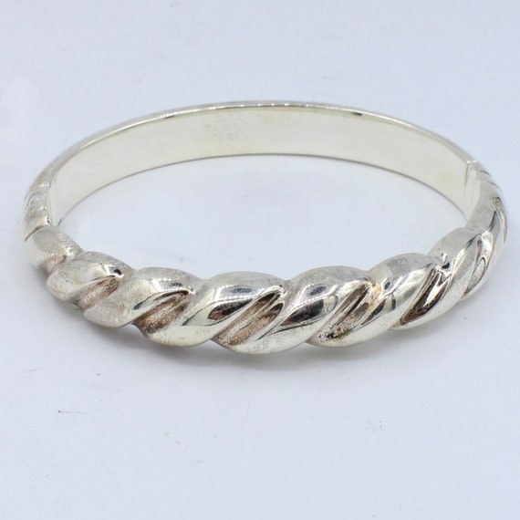 Italian Twisted Bangle Bracelet in Fine .950 Silv… - image 1