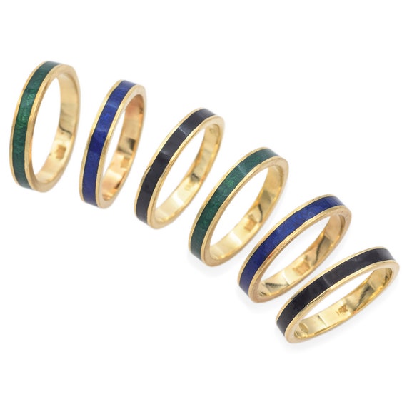 Lot of 6 Hidalgo Estate 18K Yellow Gold Enamel St… - image 1