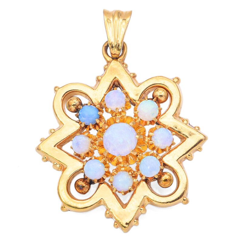 Antique 14K Yellow Gold Opal Pendant image 1