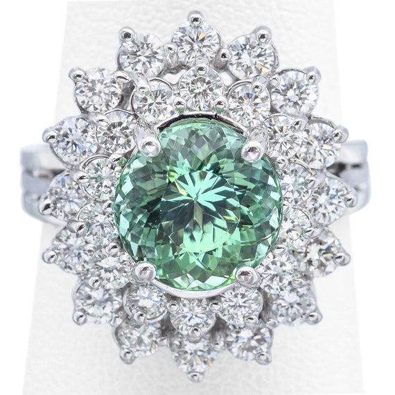 Estate 18K White Gold 4.30 Ct Paraiba Tourmaline … - image 1