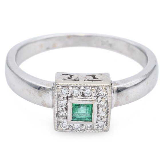 EFFY BITA 14K White Gold Emerald & Diamond Ring S… - image 3