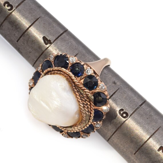 Antique Yellow Gold Pearl, Sapphire & Diamond Coc… - image 8