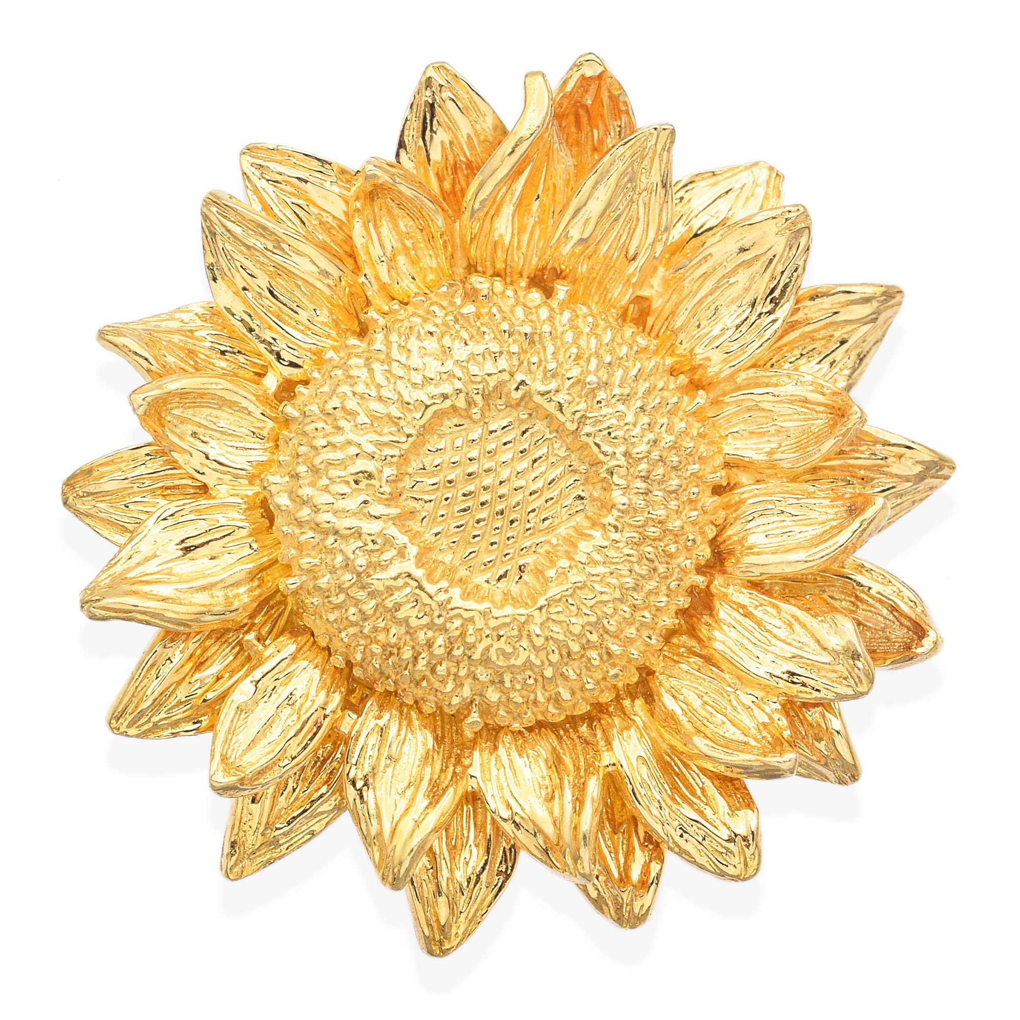 Asprey London 18K Yellow Gold Sunflower Brooch Pin Etsy Sweden