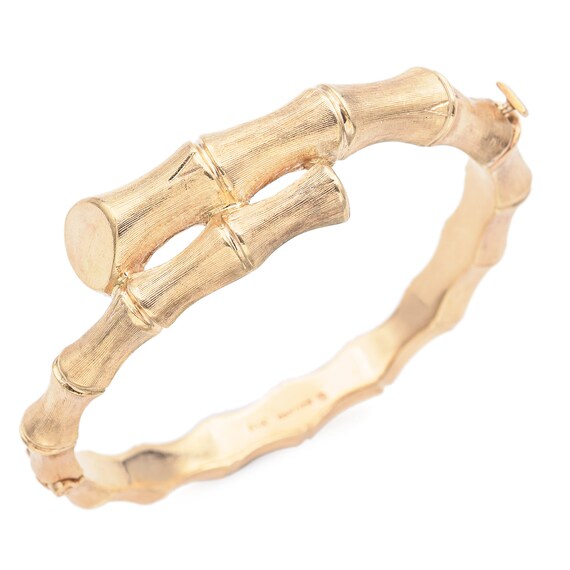 Cartier Vintage 14K Yellow Gold Bamboo Hinged Bangle Bracelet Etsy