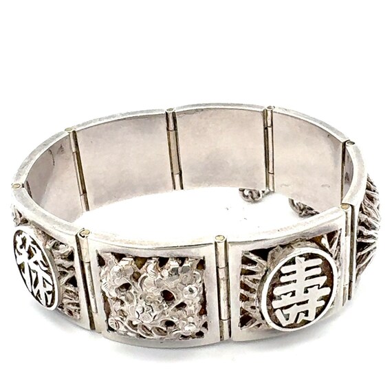 Vintage Pure Silver Chinese Bracelet - image 2