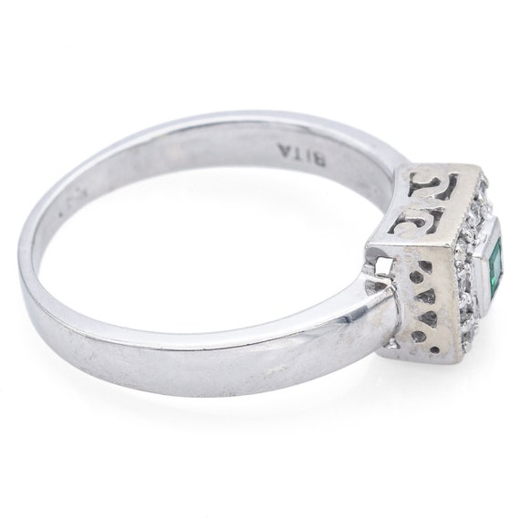 EFFY BITA 14K White Gold Emerald & Diamond Ring S… - image 6