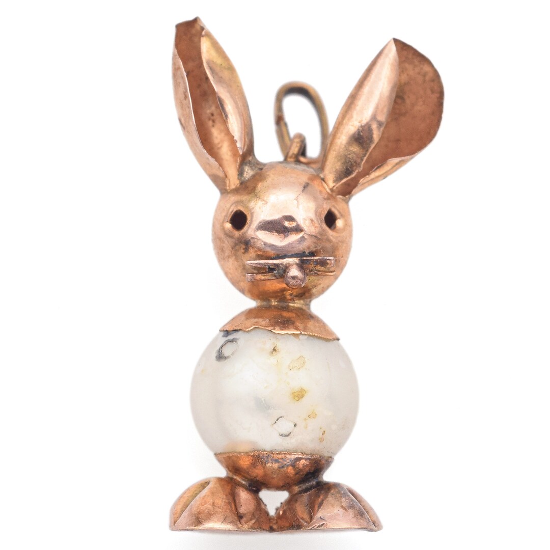 Vintage 18K Yellow Gold Pearl Bunny Rabbit Charm Pendant 0.8 Grams - Etsy