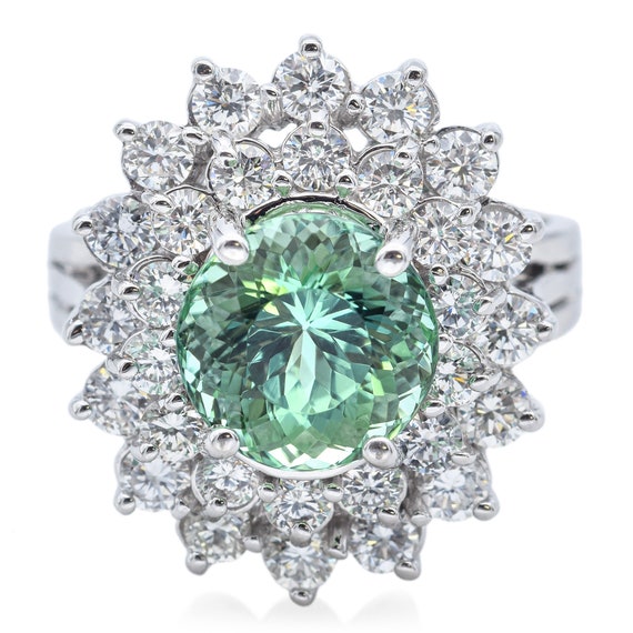 Estate 18K White Gold 4.30 Ct Paraiba Tourmaline … - image 2