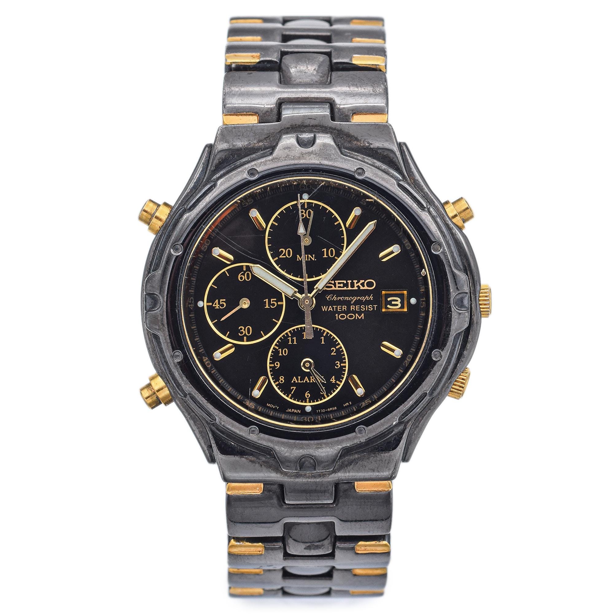 Vintage Seiko 7T32 6M69 Chronograph Quartz Men s Watch 40 Mm Etsy Canada